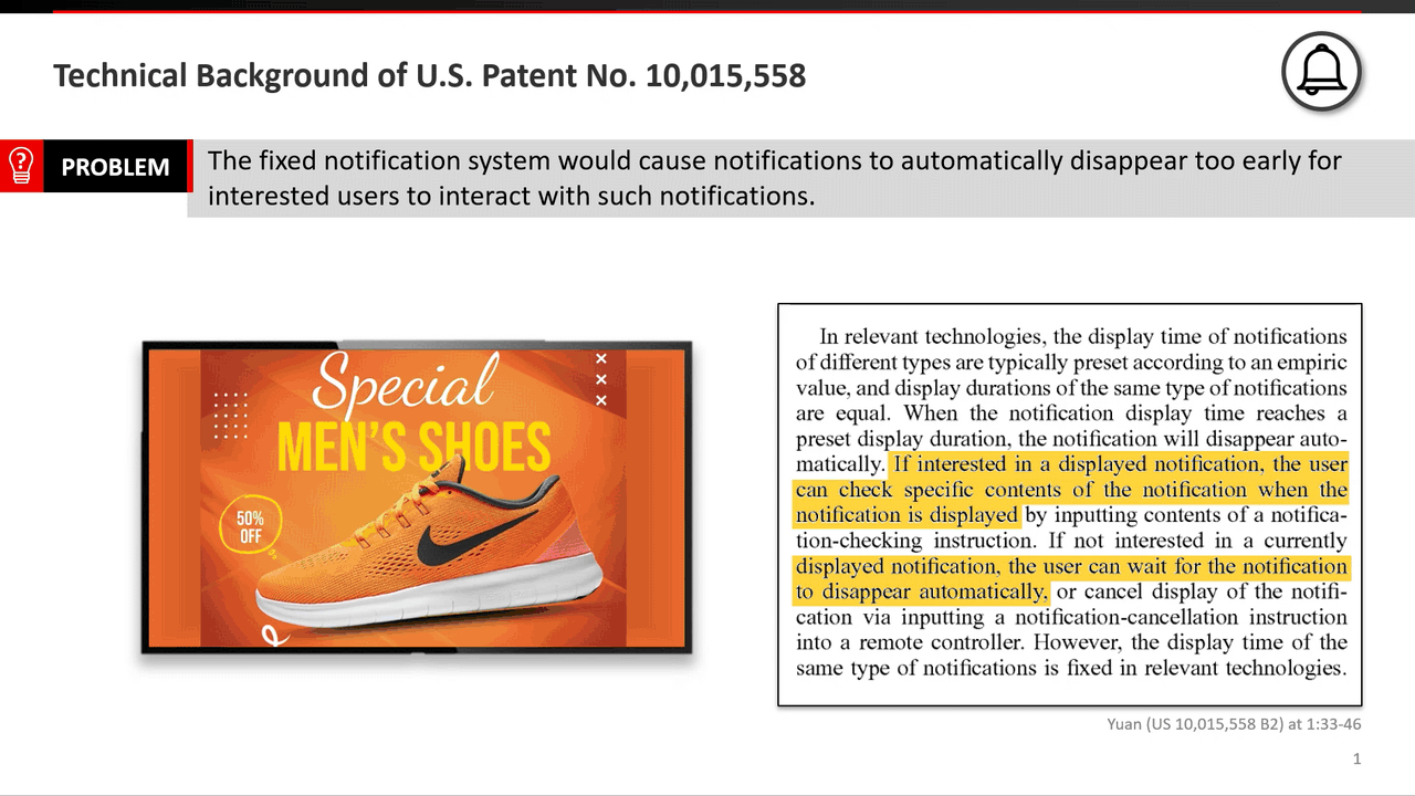 Patent language highlighted and compared to custom illustration